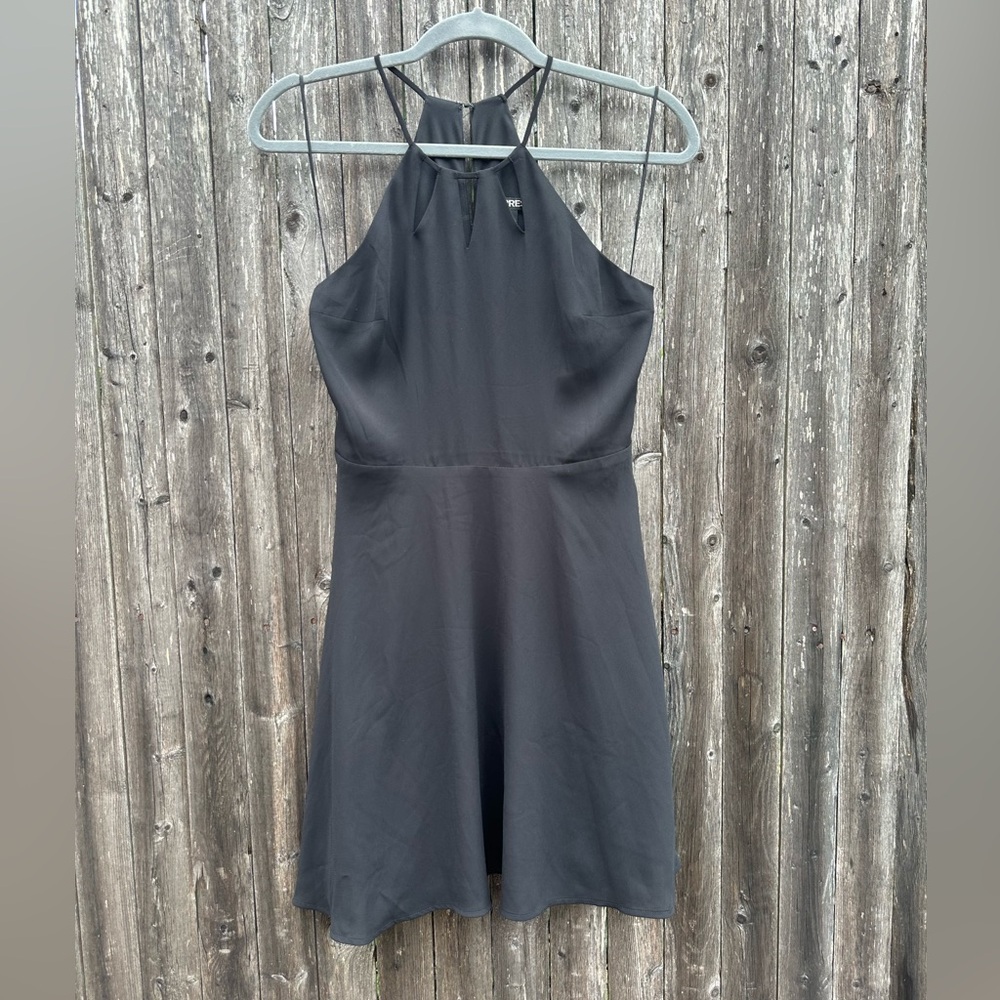 Express Cut Out Fit & Flare Sleeveless Halter Dress in Black - Size 2